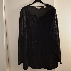 Bechamel Elegant Black Velvet Long Sleeve Women's Top